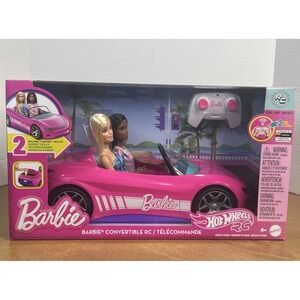 Hot Wheels Barbie RC Convertible Car with 2 Barbie Dolls Remote Control Pink